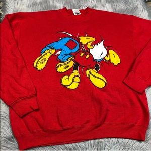 Vintage 90s Mickey & Co Red Mickey Crew Sweater